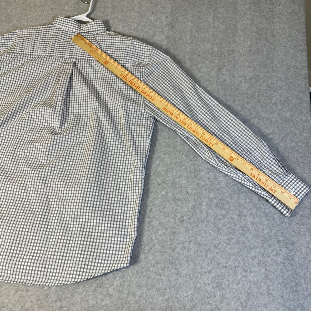 Vantage Mens 2X Grey Gingham Long Sleeve Button Down Shirt Bird Logo Pocket - Picture 7 of 12